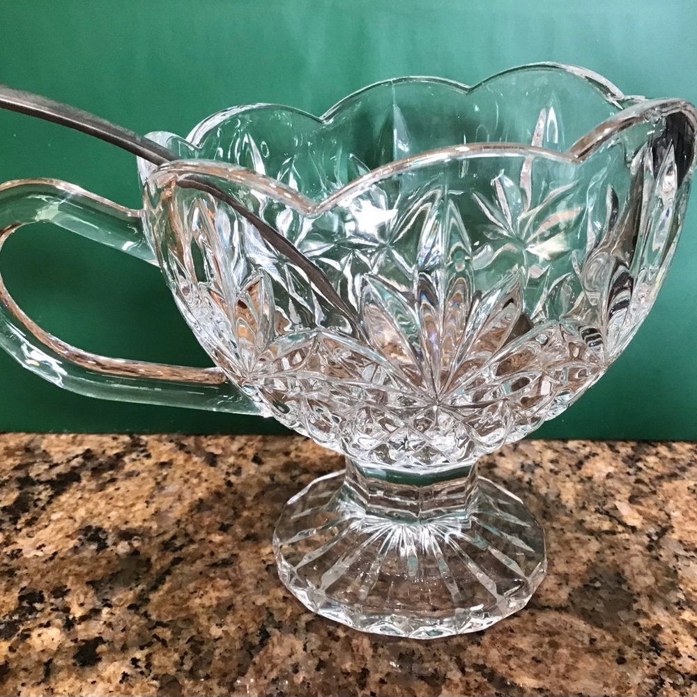 Shannon Crystal Gravy boat with silver plated ladle - Picture 2 of 8